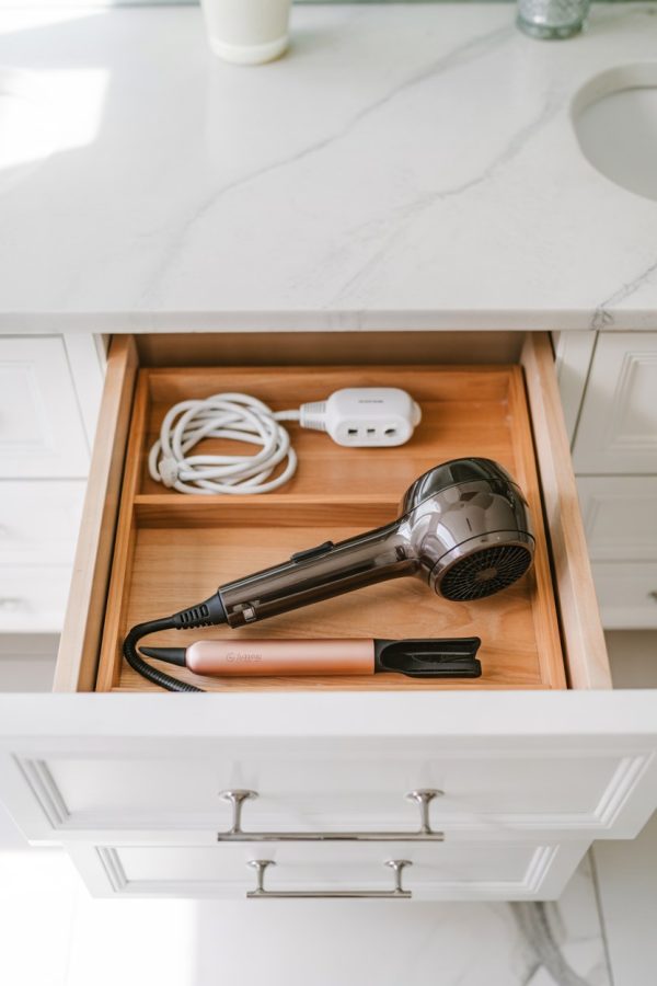 Bathroom Drawer Organization Ideas: Luxe Wood Organizers for Hair Tools