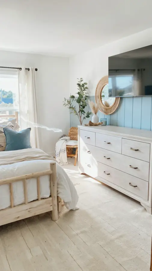Neutral Wall Decor Ideas with Full-Length Mirror | Functional & Decorative | Bedroom Accent Wall Inspiration