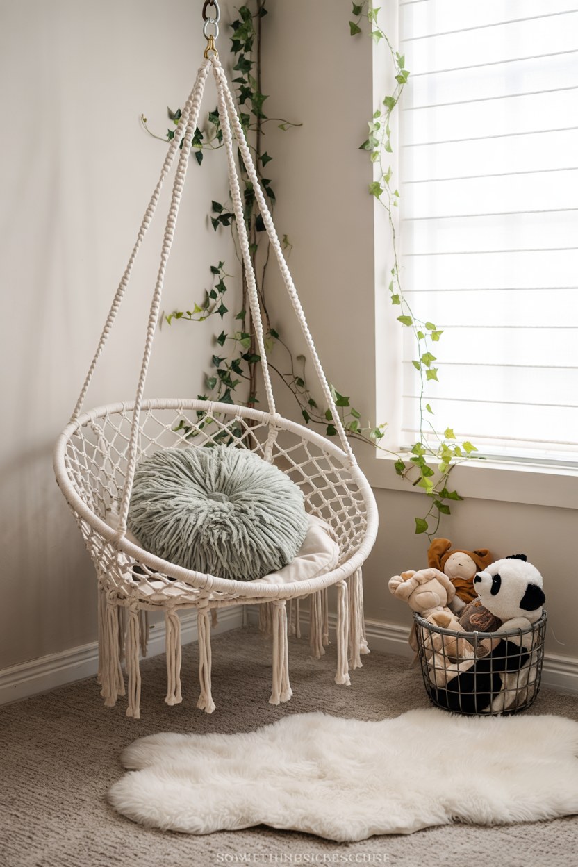 Boho Hanging Chair Girls Bedroom Decor Ideas on Budget