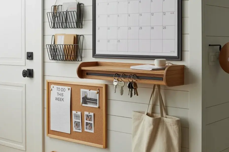 How to Create a Home Organization Station with a Shiplap Wall and Floating Desk