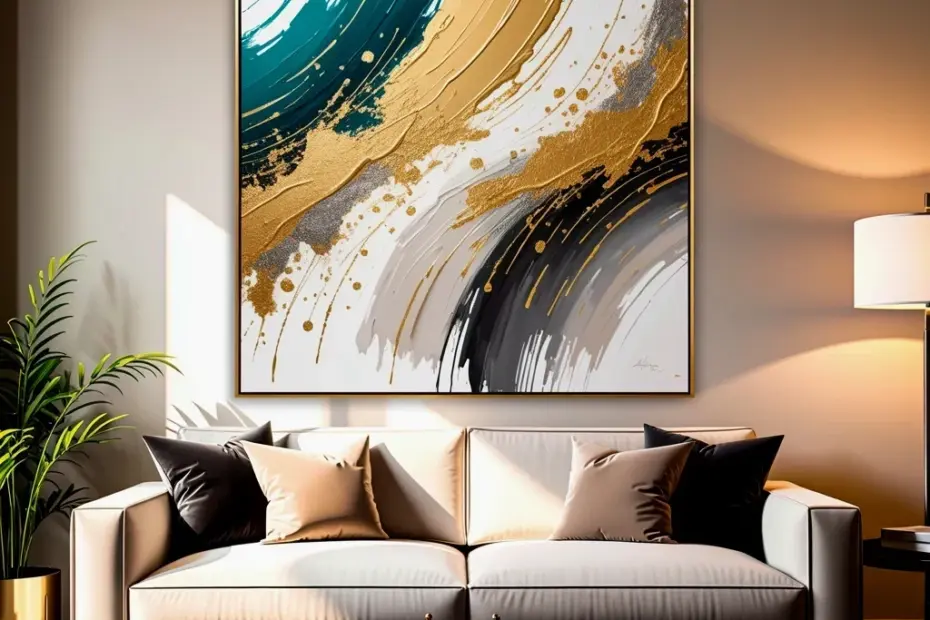 Cloudy Texture Wall with Gold Accents – Dreamy Handmade Wall Art for Cozy Vibes