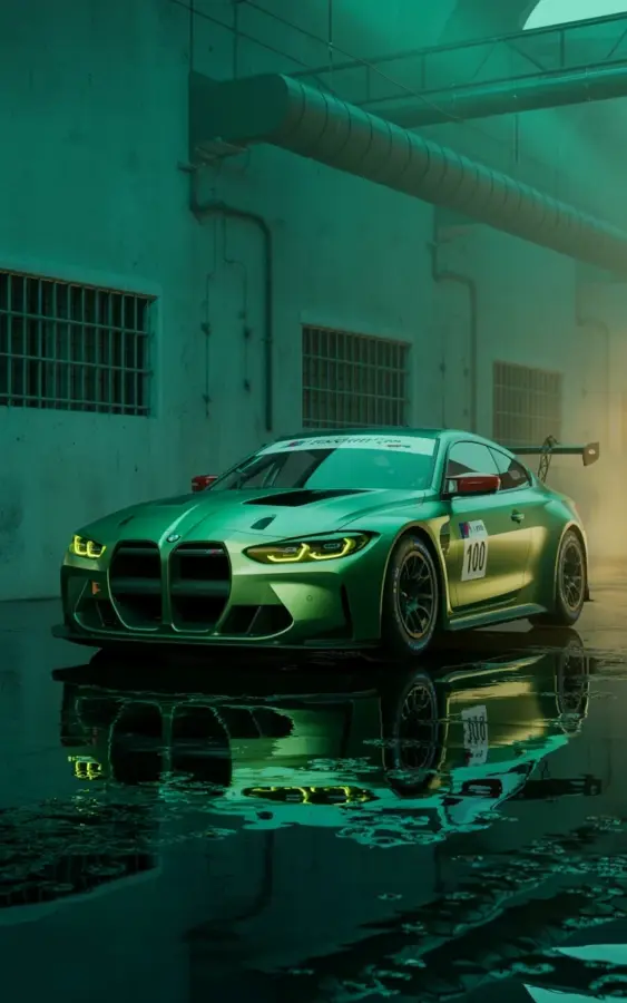 BMW M4 GT3 in a moody warehouse - don't ignore the backdrop for car photography