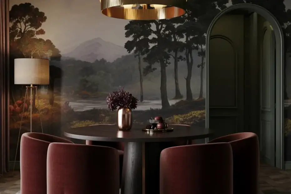 This Dark Forest Wallpaper Dining Room Makes Me Want to Re-Do My Whole House