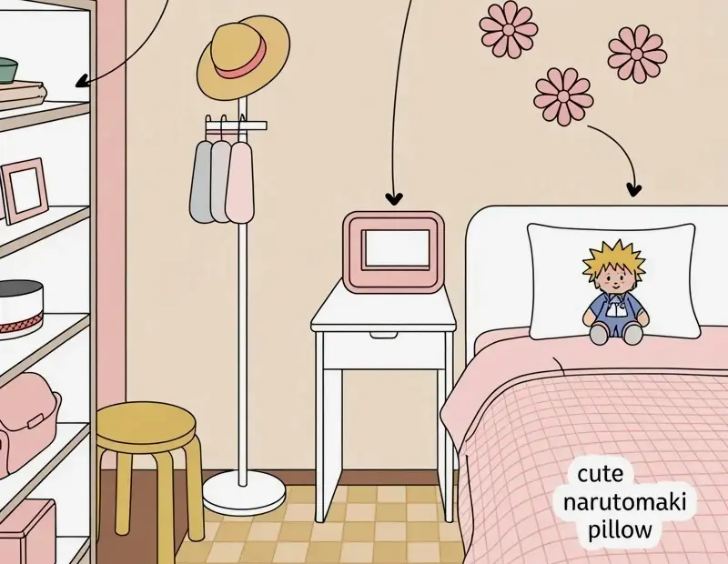 Before After Bedroom Mockup | Pastel Pink & White Room Makeover Ideas with Flower Decals